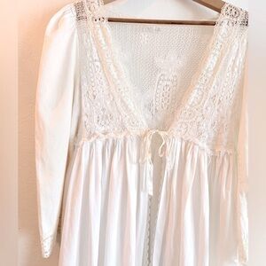 REVERIE Lace Trimmed Tie Front Duster Robe